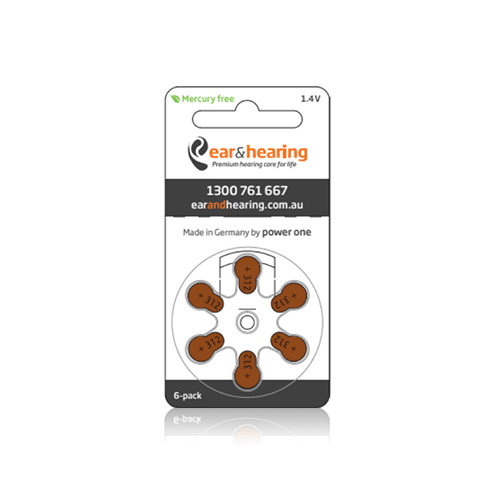 Ear & Hearing Australia Power One MERCURY FREE Hearing Aid Batteries size 312